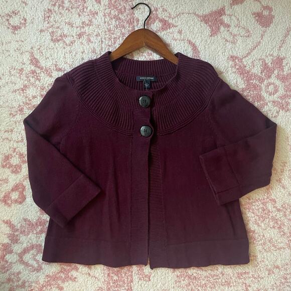 Academia Plum Big Button Open Cardigan - Picture 6 of 9